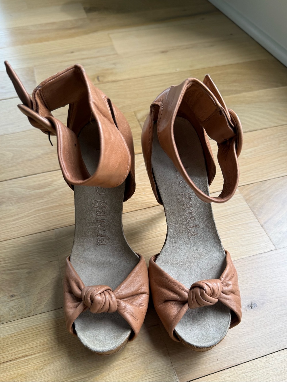 Pedro Garcia Tan Knotted Ankle-Strap Sandals